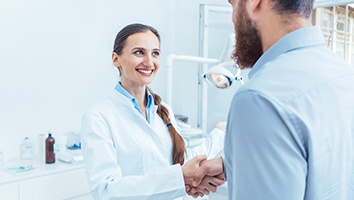 Man shaking hands with his dentist