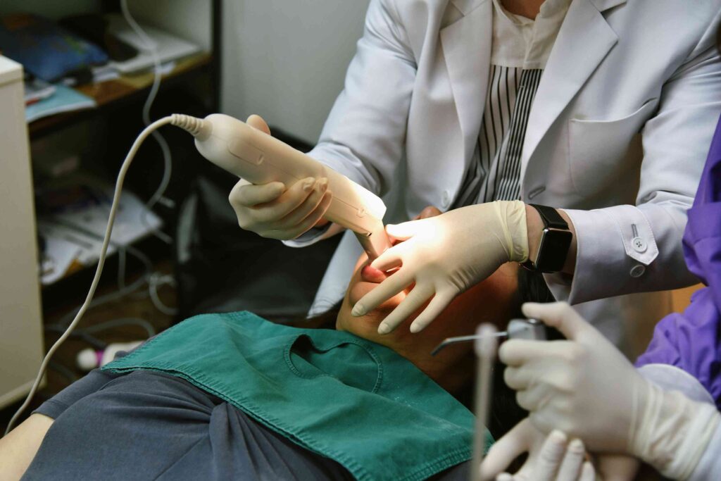 Woman having digital impressions taken